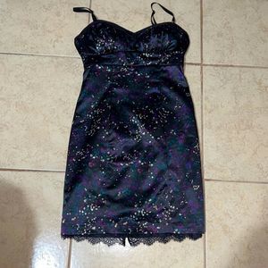 Guess Black and Purple Floral Dress